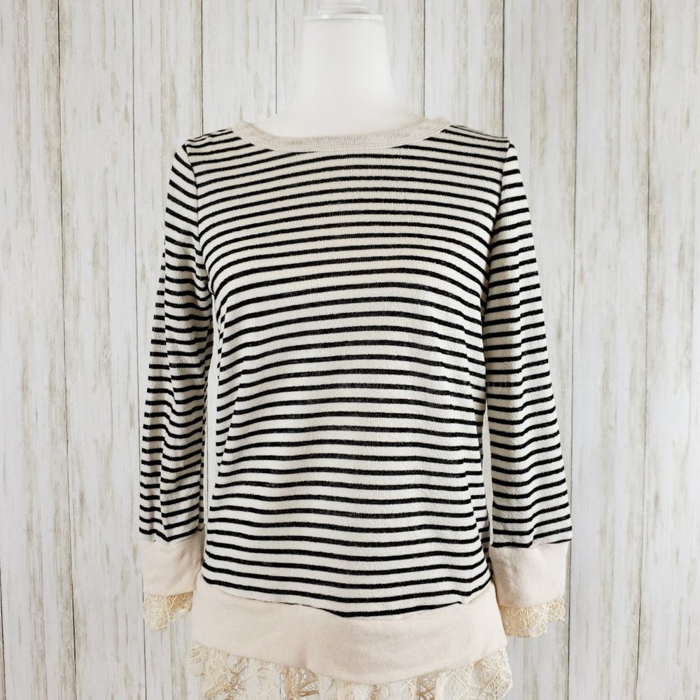 {Hailey & Co.} Striped Lace Bottom Top